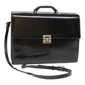 Salvatore Ferragamo Briefcase Leather Black Silver